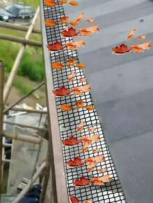 Red de protección de plástico para canaletas de drenaje, red para aleros, red para canaletas para evitar de hojas, cubierta protectora de malla para bajantes - 20 anzuelos rectos negros - Ver 5