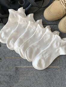 6 pares de calcetines deportivos blancos para hombres y mujeres (corte tobillero), para gimnasio - Blanco - Ver 4