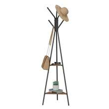 VASAGLE Perchero de Pie Perchero para Abrigos con 2 Estantes para Ropa Sombrero Bolsa Estilo Industrial Negro y Marrón Avellana MRCR016B01V1 - Negro  Marrn Avellana - Ver 2