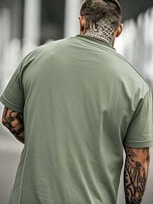 Men's Solid Color Short Sleeve T-Shirt, Comfortable, Breathable, For Summer. - 淺灰色 - 查看 11