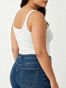 3pcs Plus Size Women Fashion, Comfortable, Casual Ribbed Camisole - Breathable, Fitted Sleeveless Casual Undershirt - Multicolor - View 2
