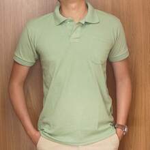 Men's Basic Polo Shirt With Pocket - Pistachio Green - View 3