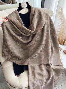 1 pezzo Elegante sciarpa con motivo geometrico jacquard e fili dorati, versatile scialle per ambienti climatizzati, accessorio per abbigliamento primaverile/autunnale, adatto per uso quotidiano - Multicolore - Visualizzare 4