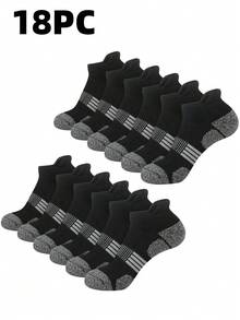 30 Pairs New Black, White, Gray Men's Short Socks, Thin Knit Sports Socks, Breathable Quick-Dry Durable Short Socks, Men's Invisible Socks - Multicolor - View 9