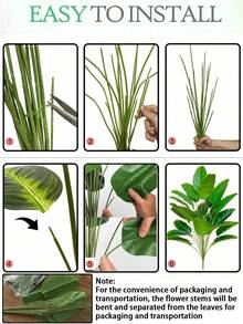 2pcs 81cm Large Artificial Green Plant, Banana Tree, Evergreen Leaves, Tropical Fake Palm Branches, Plastic Strelitzia Leaves, Monstera Leaves, Home Decor, Spring Decor, Patio, Garden, Balcony, Wedding Decoration, Garden Party, Office Decor, Indoor/Outdoor Use, No Planter Included (Self-Assembly Required) Note - If You Smell Plastic Smell When Opening The Package, Please Place It Next To It For Ventilation, It Will Not Affect Use) - Multicolor - View 12