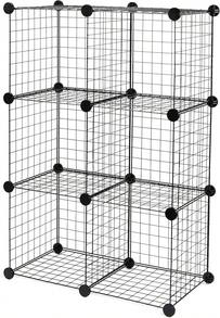 Stackable Freestanding Shelf Organizer With 6 Metal Mesh Storage Baskets, Multi-Purpose Storage Shelf, Kitchen Shelf, Living Room Shelf, Storage Shelf, Sturdy Metal Shelf, Black, Dimensions 66 X 32 X 96.5 Cm - 黑色 - 查看 6