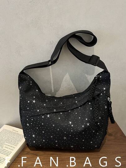 Star Dumpling Shaped Women's Large Capacity Commuter Bag, Outdoor Portable Shoulder Crossbody Bag For Female Students