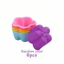 6pcs Silicone Cupcake Liners, Multi-Shape Silicone Baking Cups, Non-Stick Reusable Cupcake Molds For Baking Muffins, Truffles And More - Multicolor - View 9