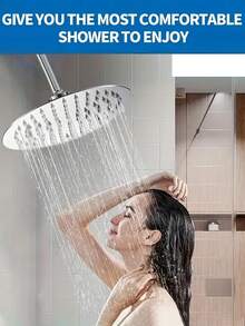 Đầu vòi sen tròn bằng thép không gỉ 12 inch, áp lực cao, thiết kế xoay được, gắn tường. Thiết kế siêu mỏng tiết kiệm nước, lưu lượng nước cao, bề mặt được đánh bóng, dễ dàng lắp đặt trên tường và trần nhà. - tròn - Xem 6