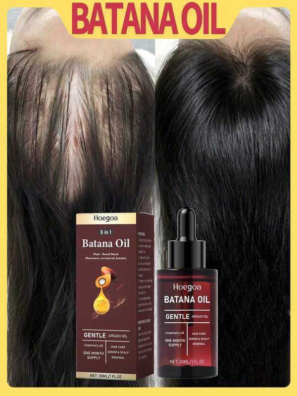 1 Chai 30ml Dầu dưỡng tóc Batana, dầu dưỡng tóc giàu dưỡng chất, dưỡng ẩm và nuôi dưỡng tóc hư tổn, tăng cường sợi tóc, được làm giàu với Keratin, cải thiện chất lượng tóc, phục hồi sức sống cho tóc, ngăn ngừa rụng tóc, giúp tóc dày hơn, phù hợp với mọi loại tóc.