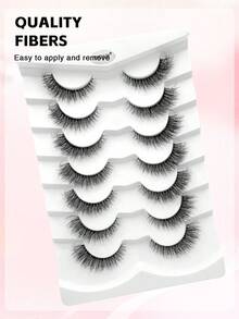 ENCHUW 7 Pairs Lashes With Clear Band Natural Look False Eyelashes Fluffy False Lashes Pack Wispy Eyelashes Curly Makeup Eyelashes For Daily Wear - Black - View 5