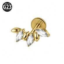 1件 G23 钛金属马眼形锆石唇钉 内螺纹 CZ 极简垂坠耳廓耳骨耳软骨耳钉 身体穿刺饰品 - 如圖 - 查看 23