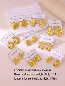 Elegante y lujoso set de aretes de presión de aceite, hecho de acero inoxidable de alta calidad, adecuado para uso diario, bodas, fiestas, vacaciones y regalos para el Día de la Madre - Pendientes nuevos - Ver 9