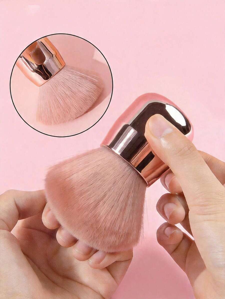 1 cọ trang điểm cỡ lớn đầu hình nấm, cọ đánh phấn lông mềm, màu hồng - Hồng - Xem 1
