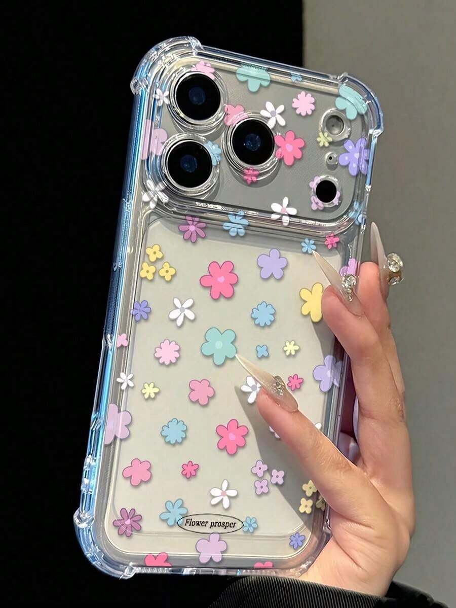 Daisy Flower Transparent Anti-Fall Phone Case, Minimalist Spring Style Phone Case, Suitable For Daily Use, Compatible With IPhone 15/15 Pro/15 Plus/15 Pro Max/16/16 Pro/16 Pro Max/17/17 Pro/17 Pro Max/12/12 Pro/12 Mini/13/13 Mini/13 Pro/13 Pro Max/14/14 Plus/14 Pro Max/11 Soft Case - 1pc - View 1