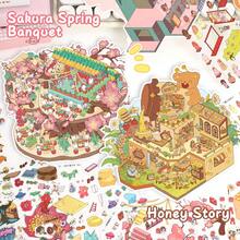 3D Miniature House Diorama Sticker Set, 2 Sheets Pet Stickers + 1 Sheet Scene Cardboard + 1 Sheet Reference, 4 Styles Available, Ideal For Scrapbooking And Crafting Scrapbook Supplies - Landscape Stickers - View 3