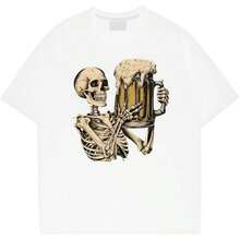 Camiseta hombre cuello redondo y manga corta. Estilo casual con estampados modernos y cómodos. Para hombres y mujeres, estilo pareja, pareja, camiseta de manga corta con estampado de moda - Blanco - Ver 2