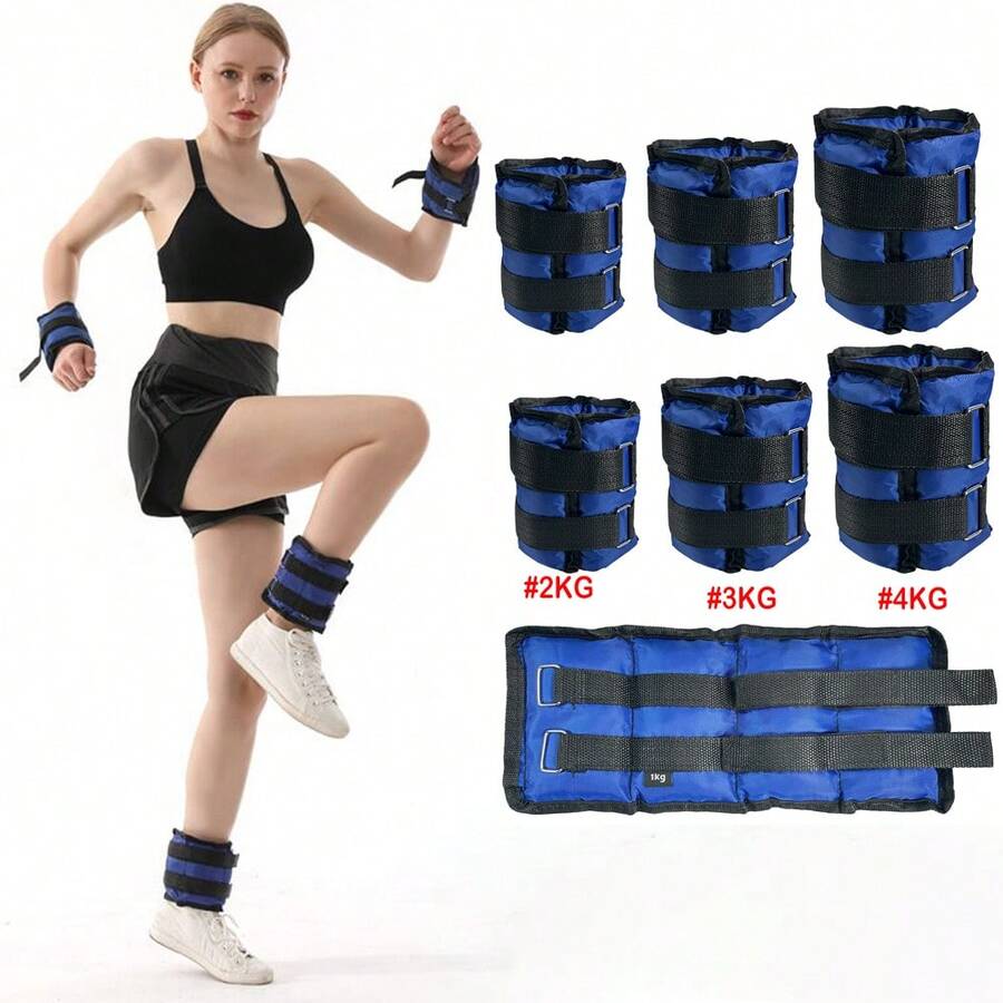 2 PIEZAS Pesas ajustables para muñeca y tobillo de 2kg/4.4LBS, 3kg/6.6LBS, 4kg/8.8LBS para trotar, gimnasia, aeróbic, fisioterapia