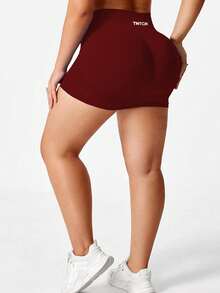 TNTOR Plus Size Women's Elastic Yoga Shorts, High Waist Tummy Control Tight Shorts For Workout, Fitness, Cycling, Butt Lifting, Comfortable For Exercise Enthusiasts Sports - Burgundy - View 8