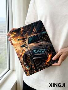 1pc Flame Explosion Racing Car Pattern Tablet Protective Case, Compatible With IPad 10.2" 10th Gen/ (A16) 11" 11th 2025, Pro 11" 2021/2020, Galaxy Tab A8 10.5" 2022, Matepad 10.4/Tab, Built-In Pencil Slot, Anti-Drop, Tablet Stand Case, Supports Auto Sleep/Wake, Best Gift For Family And Friends - Multicolor - View 4