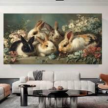 Pintura en lienzo sin marco 2D plana, 2D plana, 2D plana 1 pieza, pósteres de decoración de habitación, decoración de pared, pintura al óleo retro, animales relajantes, ambiente de arte clásico, la 1 (8), perfecto para baño, sala de estar o dormitorio, idea de regalo única, perfecto para decoración de habitaciones - Enmarcado - Ver 3
