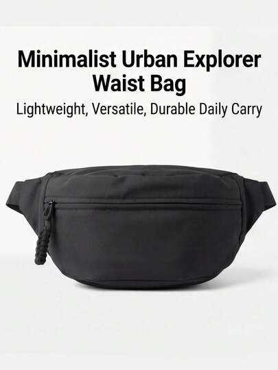 Unisex Solid Color Nylon Waist Bag, Large Capacity Multi-Compartment Design, Suitable For Outdoor Sports; Lightweight Casual Crossbody Chest Bag, Suitable For Daily Use In Back To School Season