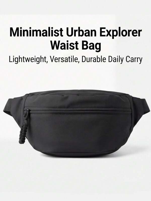 Unisex Solid Color Nylon Waist Bag, Large Capacity Multi-Compartment Design, Suitable For Outdoor Sports; Lightweight Casual Crossbody Chest Bag, Suitable For Daily Use In Back To School Season