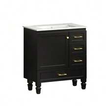 75cm Bathroom Cabinet In White. Ample Storage Space: 1 Soft-Close Door And 3 Drawers. - Hitam - View 7