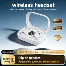 NEW SENYANG Nuevos auriculares inalámbricos verdaderos y auriculares con clip, auriculares Bluetooth de moda para parejas TWS, mini auriculares estéreo HIFI con graves potentes y llamadas claras, adecuados para teléfonos Android e iOS, auriculares deportivos, auriculares inteligentes, excelente como regalo - Ver 2