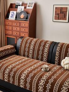 1 chiếc vỏ gối sofa họa tiết hình học Bohemian, chất liệu jacquard chenille mềm mại, bảo vệ đồ nội thất bốn mùa, chống trượt, chống bụi, chống nhăn, bền, chống trầy xước do mèo, phù hợp với sofa 1-4 chỗ và sofa hình chữ L. - Cà phê nâu - Xem 6