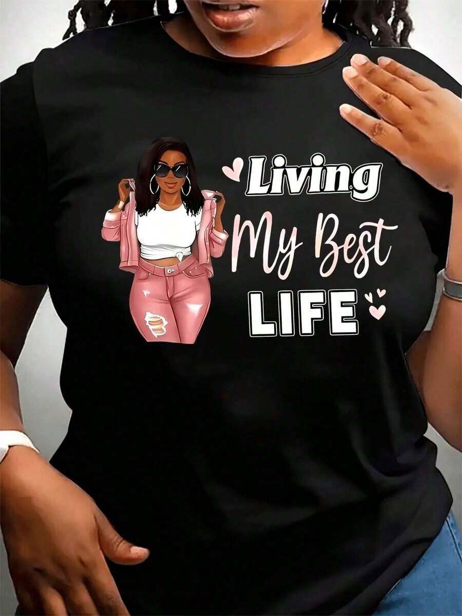 Unisex Size. Women's Plus Size Summer Cotton T-Shirt. 1PC Women's Casual Butterfly Graphic Round Neck Short Sleeve T-Shirt Knitted Fabric Regular Length Top Slight Stretch T-Shirts Sweat-Absorbent Material, Soft And Skin-Friendly. - 黑色 10 - 查看 1