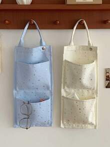 1 Buah Organizer Gantung di Atas Pintu Motif Bintang dengan 2 Kantong, Tas Penyimpanan Dinding Serbaguna, Tas Gantung untuk Perlengkapan Rumah Tangga, Pakaian Dalam, Kaos Kaki, dan Kantong Sampah - MultiWarna - View 4