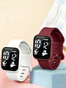 2pcs/1pc Set Astronaut Style LED Screen Watch For Teens & Students, Casual Sports Electronic Watch, Suitable For Daily Life And Back To School Season - Multicolor - View 16