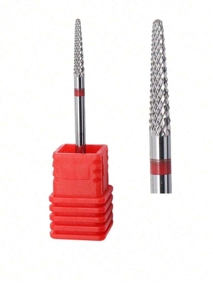3/32" Tungsten Carbide Nail Drill Bits, Professional Tungsten Carbide Nail Cleaning Drill Bits For Removing Calluses And Dead Skin, Bi-Directional Rotation - Red - View 1
