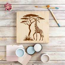 Grande taille - Modèle de peinture réutilisable de girafe, modèle de forme de girafe mangeant des feuilles lavable, convient pour la création DIY, la peinture de la maison, la conception artistique, la conception d'artisanat, la décoration de meubles, la conception d'animaux - A - Voir 1