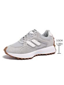 Giày thể thao nữ buộc dây thoải mái - Giày casual đa năng nhẹ, đế cao su chống trượt, phù hợp cho mọi mùa. - Xám - Xem 8