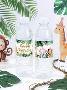 24张丛林动物主题瓶贴，丛林动物生日自粘标签，野生瓶子包装标签，生日快乐瓶子装饰，生日派对桌面装饰，婴儿派对装饰，丛林动物派对装饰，丛林生日装饰，卡通动物装饰，瓶子包装用品，生日礼物，派对小礼品 - 叢林動物C款 - 查看 8