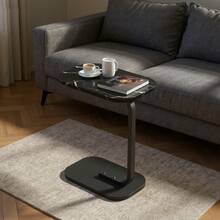 C-Shaped Compact Sofa Side End Table, Multifunctional Laptop Coffee Table, Space-Saving Modern Home Furniture For Living Room, Bedroom & Small Spaces, Easy To Move & Practical Side Table For Daily Use - Black - View 4