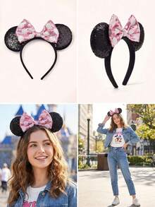 Disney 1 chiếc băng đô tai chuột Minnie hoạt hình với nơ chấm bi đỏ trang trí, thích hợp cho các bữa tiệc và lễ hội hóa trang, quà tặng Ngày của Mẹ/Ngày Valentine. - Nhiều màu - Xem 11