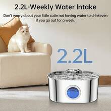 Smart Pet Water Dispenser, 2.2L Stainless Steel T-Shaped Automatic Cat Water Fountain With Double Outlets, With Visual Window Cat Fountain, 5V-USB Power Supply, Suitable For Small And Medium-Sized Pet Water Fountains - 2.2LT Smart Pet Water Fountain - View 5