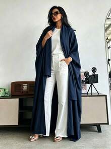 1 chiếc Abaya bằng satin, được chế tác tinh xảo, chất liệu thanh lịch và duyên dáng, kiểu dáng cardigan mở thời trang, phù hợp cho phụ nữ mặc hàng ngày. - Nhiều màu - Xem 3