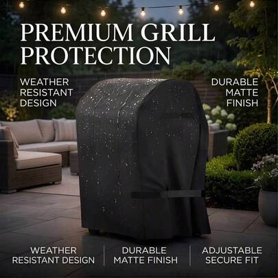通用烧烤炉罩 多尺寸|一体式 30 英寸重型带抽绳，210D 牛津涤纶户外防护，适用于所有烧烤炉品牌，适用于大多数品牌，如 Brinkmann、Char Broil、Holland 等。