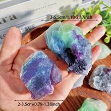 1/2/3颗天然七色萤石原石 - 彩虹般绚丽的晶体，适用于芳香疗法、家居装饰、DIY珠宝制作、节日礼物、放松辅助，表面光滑抛光 - 彩色 - 查看 3