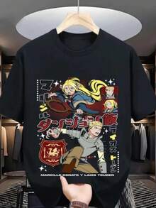 Marcille Concerned Delicious In Dungeon T-Shirt  Cartoon Anime Gift Clothes - 黑色 - 查看 1