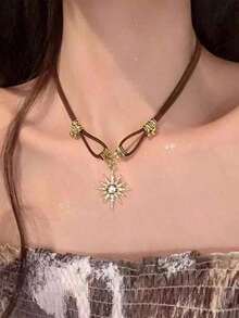 Nuevo collar vintage de estilo americano de múltiples capas, cadena de clavícula dulce y fresca, cadena de suéter de moda - Diamante de cinco estrellas - Ver 3