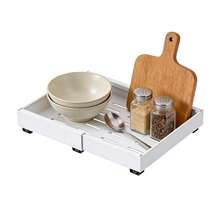 2pcs Teleskopschublade, Einstellbare Breite 32-52*42*7.5cm, Kohlenstoffstahl Schubladen Organizer Küche, Pull Out Cabinet Drawer Organizer, Küchenschrank Schrank Organizer Ausziehbar - Weiss - Übersicht 5