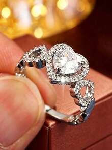 1枚可爱心形开口戒指，个性化珠宝，送给女朋友/情人节的百搭礼物 - 戒指 - 查看 3