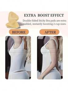 SNOWY Sticky Inserts Bra - Instant Boost Sticky Inserts By SNOWY Reusable Invisible Chest Pad, Soft Comfortable Silicone Chest Pad, Women's Lingerie Accessories For Daily Wear Gift Adhesive Bra Pads Push Up Breast Enhancers Pads, Reusable Padded Ultra Instant Lift Inserts For Sports Bra Swimsuit Halloween Gift - Gầy - Xem 6
