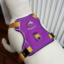 Adjustable Padded Reflective Oxford Cloth Anti-Pulling Dog Harness, Suitable For Large Dogs. No-Pull Dog Harness, Front Clip, Heavy-Duty Reflective Design, With Easy-Control Handle, Suitable For Walking Large Dogs. - Purple - View 9