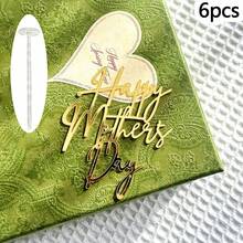 1pc/3pcs/6pcs Acrylic Flower & Butterfly Mother's Day Cake Topper, Suitable For Mother's Day, Mom's Birthday Party DIY Cake & Dessert Decoration - Multicolor - View 29